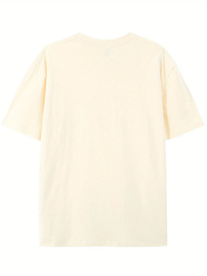 Men's summer 100 pure cotton fashionable casual loose fit plus mountain reflection printed round neck short sleeved T-shirt top