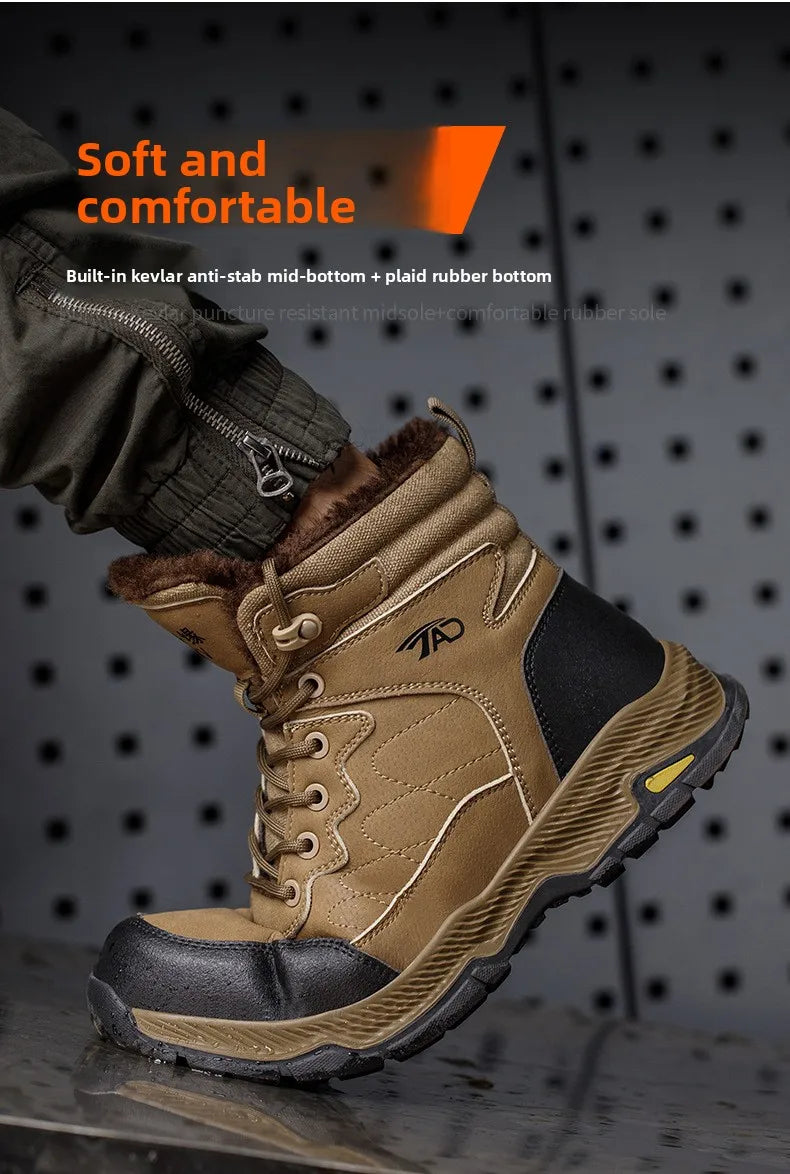 Insulated Anti Smashing  Anti Stabbing Welding Shoes for Safety Work Electricians Use Plush and Thickened Labor Protection Shoes
