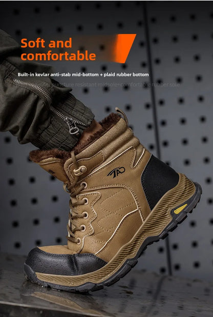 Insulated Anti Smashing  Anti Stabbing Welding Shoes for Safety Work Electricians Use Plush and Thickened Labor Protection Shoes