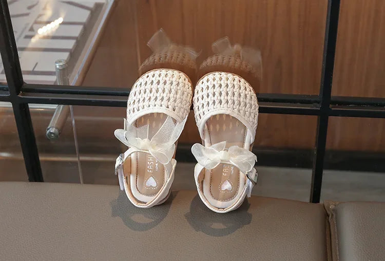 Kids Girls Shoes Children's Woven Sandals New Summer Popular Roman Shoes Children's Soft-soled Princess Shoes