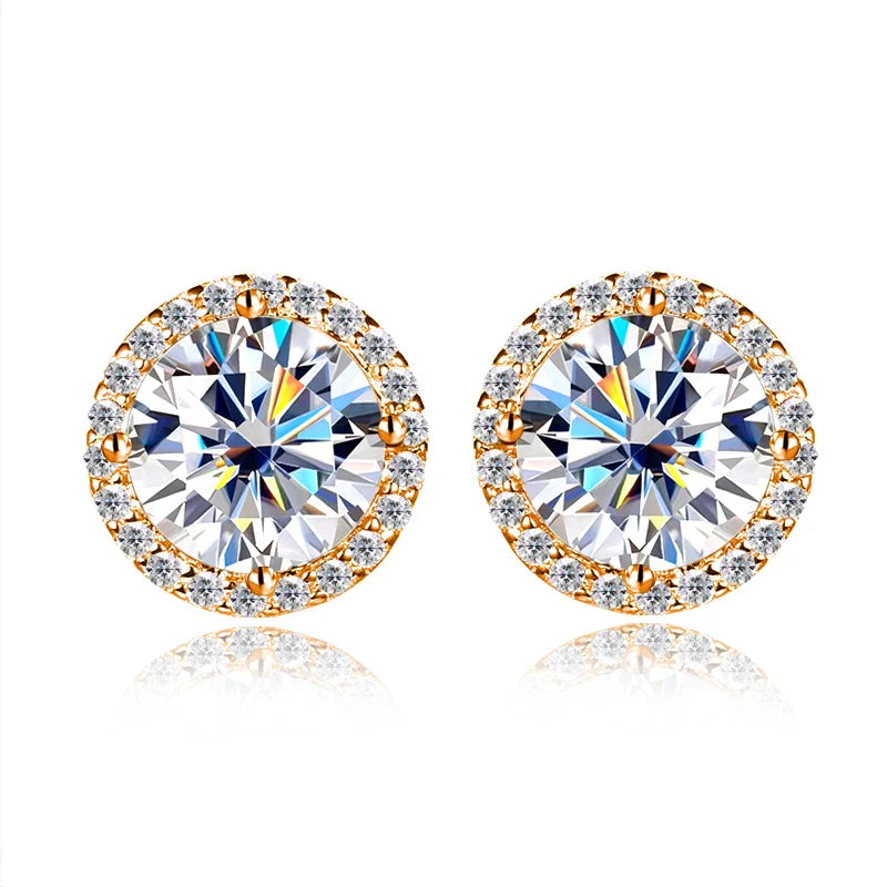 1ct D Color Moissanite Earring For Women Wedding Fine Jewely with GRA 925 Sterling Sliver Plated 18k White Gold Earring