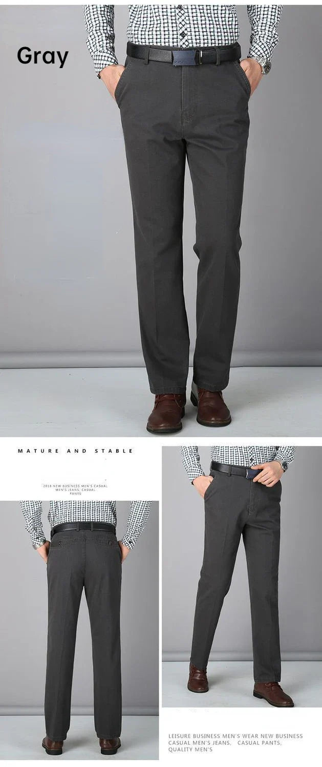 Men's Summer Thin Casual Suit Pants Autumn Thick 100% Cotton Classic Business Fashion Stretch Trousers Male Brand Clothes