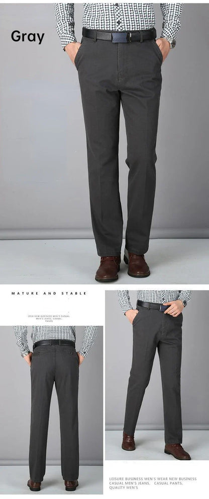 Men's Summer Thin Casual Suit Pants Autumn Thick 100% Cotton Classic Business Fashion Stretch Trousers Male Brand Clothes