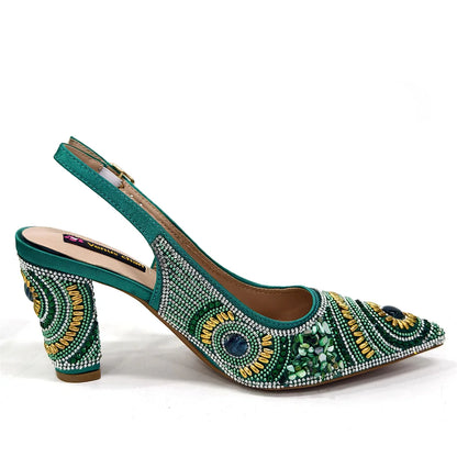 2025 Moda Mais Recente Chegada Laranja Ponta Fina Sandálias Femininas Sapatos com Bolsa Conjunto para Senhoras Festa de Casamento Salto