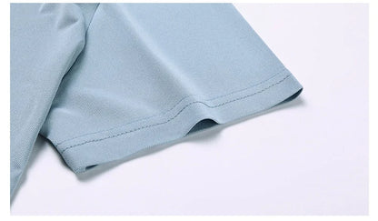 High quality brand solid color V-neck short sleeve polo shirt men summer fashion simple casual ice silk breathable lapel T-shirt