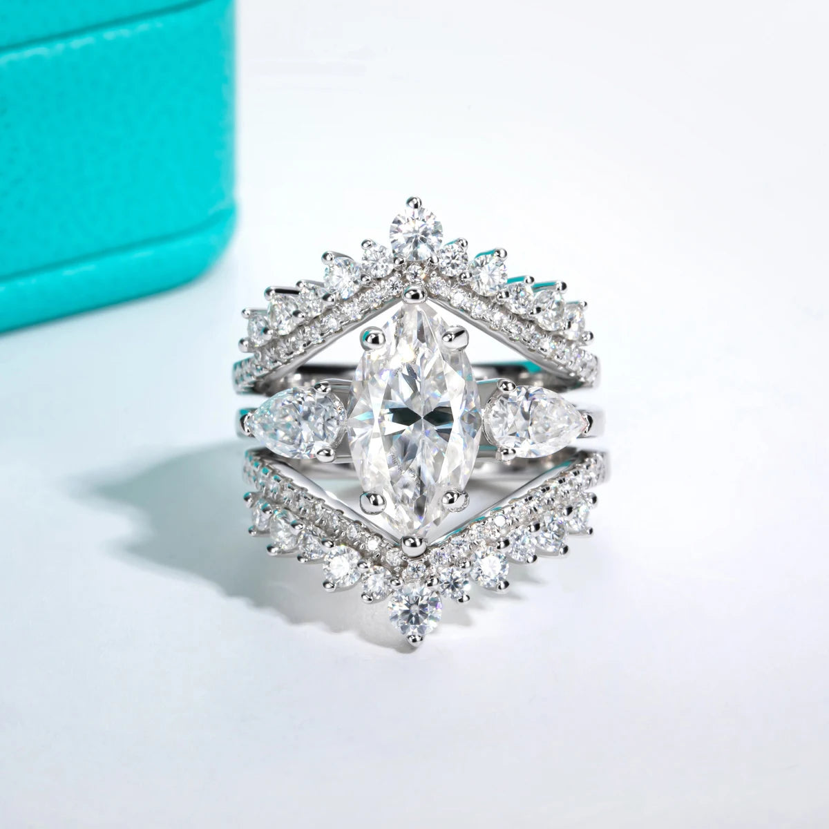 4cttw Marquise Cut D Color Moissanite Diamond Engagement 925 Sterling Silver Rings For Women Jewelry Wholesale