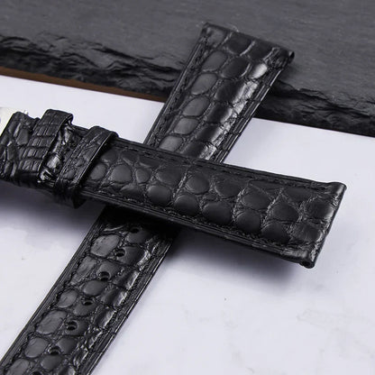 High quality Two-sided Crocodile Skin leather watch strap Butterfly clasp 19mm 20mm 21mm 22mm men metal Watchband soft bracelet