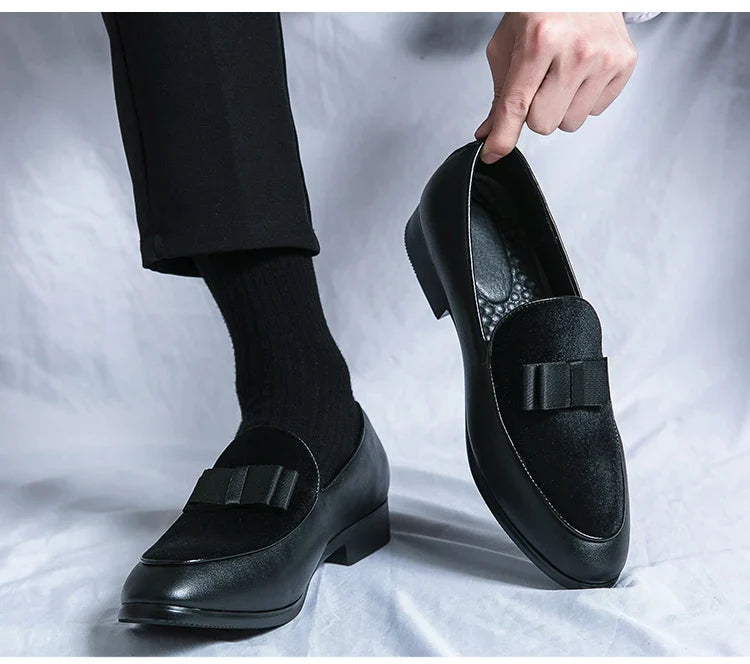 Social Leather Men British Business shoes Men Brogue Shoe Wedding Men's Dress Formal Shoes Large Size 48 Bow Loafers Male
