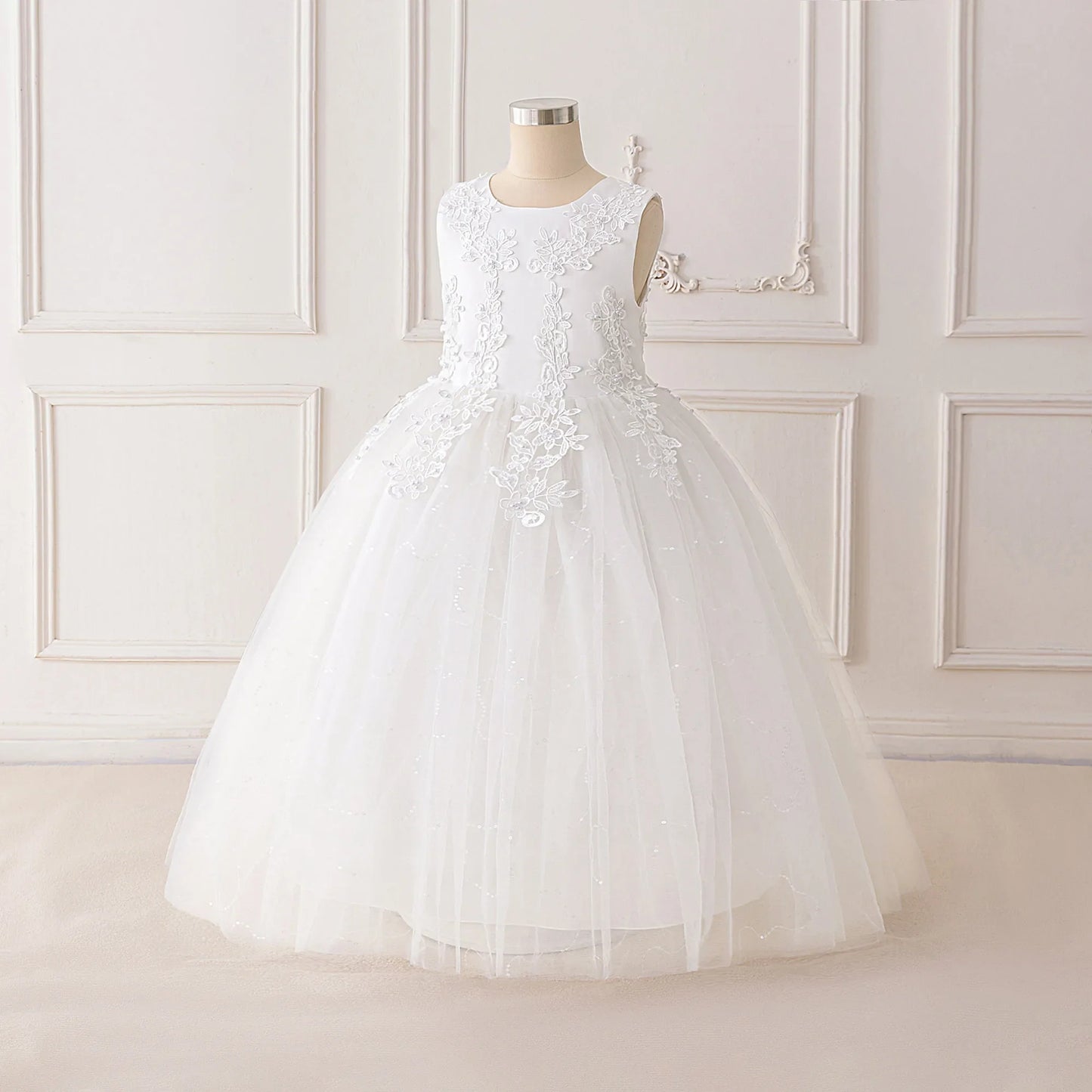 Summer Flower Baptism Bridesmaids Girls Dress Tulle Wedding Birthday Princess Party Dress Girls Graduation Evening Kids Clothing