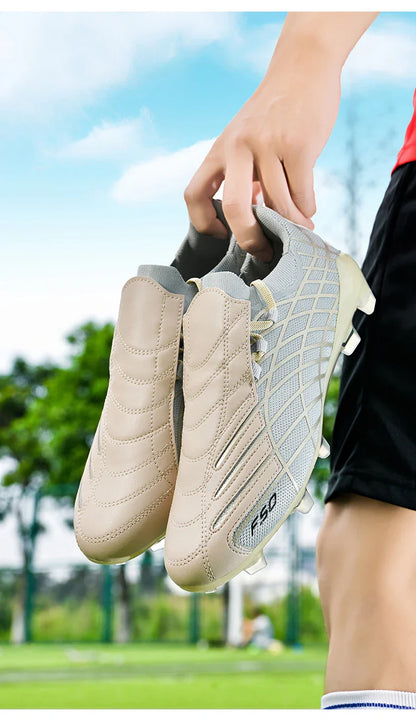 Pink-f50 Professional Mens Football Boots Boys Training Studded Fast Soccer Cleats Outdoor Non Slip Football Shoes Man 35-45