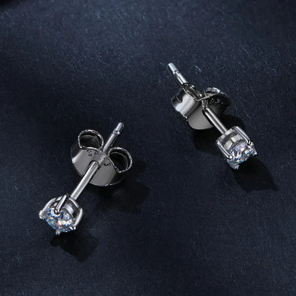 U Moissanite Earrings Shinning 4 Prongs Ear Stud 925 Sterling Silver D Color for Women Wedding Anniversary Fine Jewelry