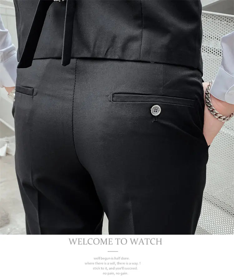 Suit Men Fashionable, Form-fitting Business Gentleman Striped Formal Suit, High-end Professional Wedding (Blazer+Vest+Pants)