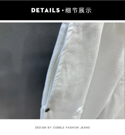 2023 Spring and Autumn New Fashion Solid Color Ripped Jeans Men's Casual Loose Comfortable High-Quality Large Size Trousers 36