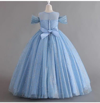 1308 Baby Dresses For Eid 2023 Girls' Sleeveless Mesh Puffy Princess Length Rainbow Skirt Dinner Piano Performance