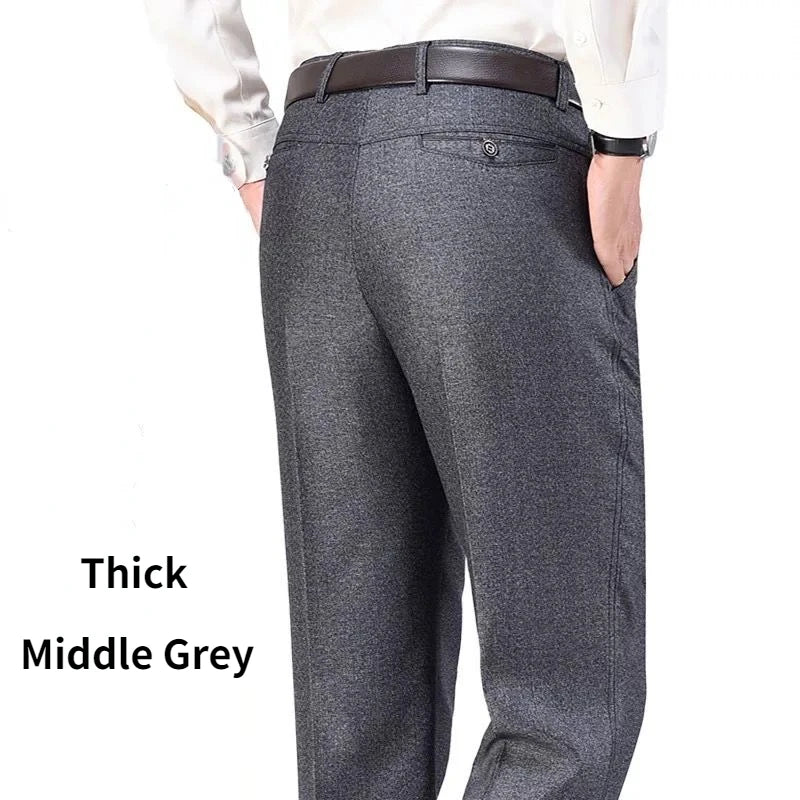 High Waist Men's Suit Pants High Quality Summer Straight Business Autumn Dress Formal Pants Big Size Classic Trousers YYQWSJ