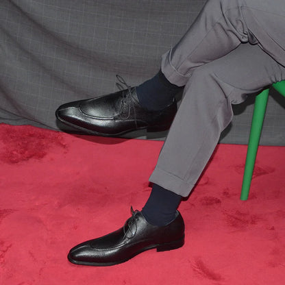 Italian Classy Men's Wedding Dress Shoes Black Genuine Cow Leather Lace-up Office Business Elegant Social Derby Formal Shoes Man