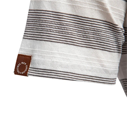 2025 New Summer Striped V Neck Cotton Polo Shirts for Men Breathable Short Sleeve Casual Knit Shirts Comfort Fit