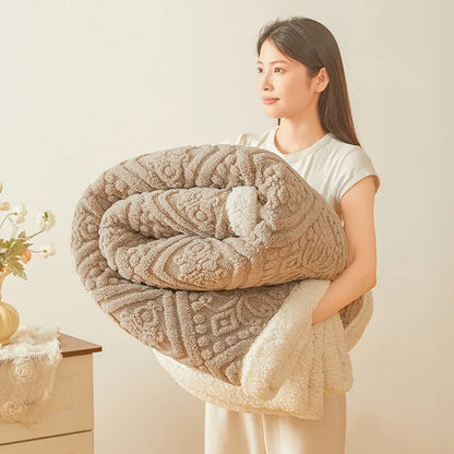Ultra Soft Double Layer Fleece Blanket for Bed Thickened Cozy Velvet Warmth Blanket Autumn Winter Plush Blankets for Sofa Nap