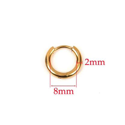 10pcs 316L Stainless Steel Hoop Earrings Women Men Punk Hiphop Circular Ear Buckle Ring Jewelry Gold Color Accessories Wholesale