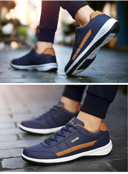 Calçados Masculinos Tênis Impermeáveis de Caminhada Primavera Outono Lazer Sapatos Esportivos de Couro Masculino Antiderrapantes Tênis para Homens