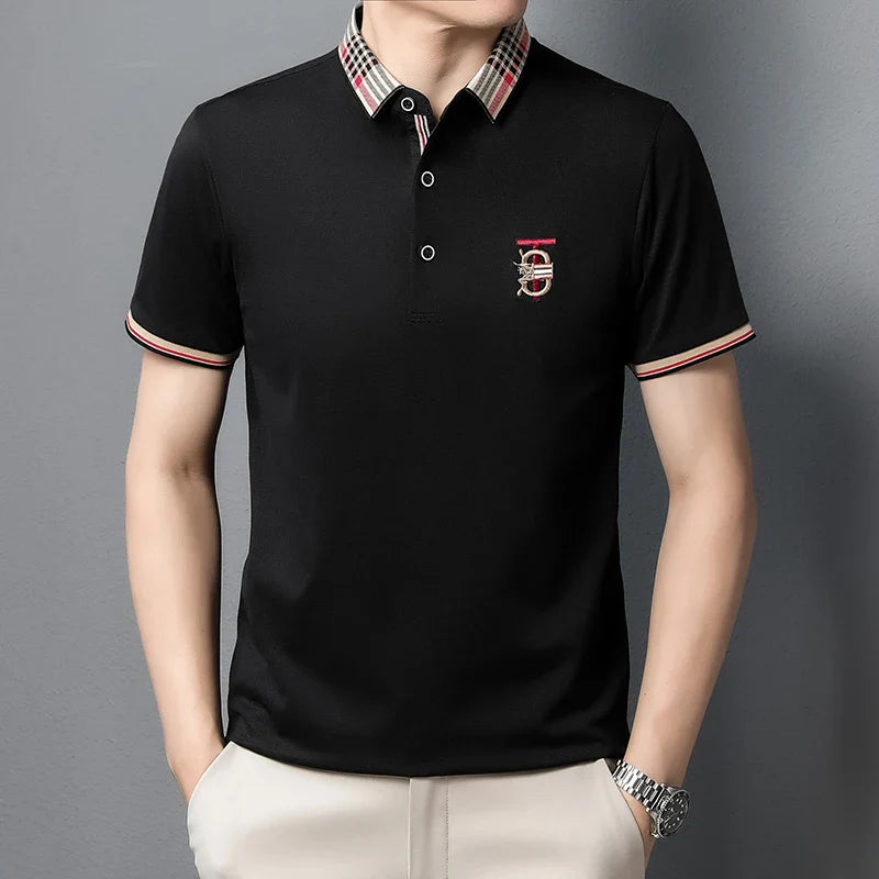Men's Summer New Embroidered Short Sleeved Polo Shirt Luxury Brand Trendy Casual Lapel T-Shirt Breathable Top Men's Clothing