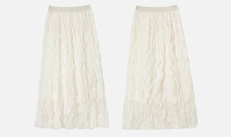 Sweet Style Mesh Skirt Women 2026 A-line Holiday Vacation High Waist Ruffles Long Skirt Woman Clothing W52Q80351
