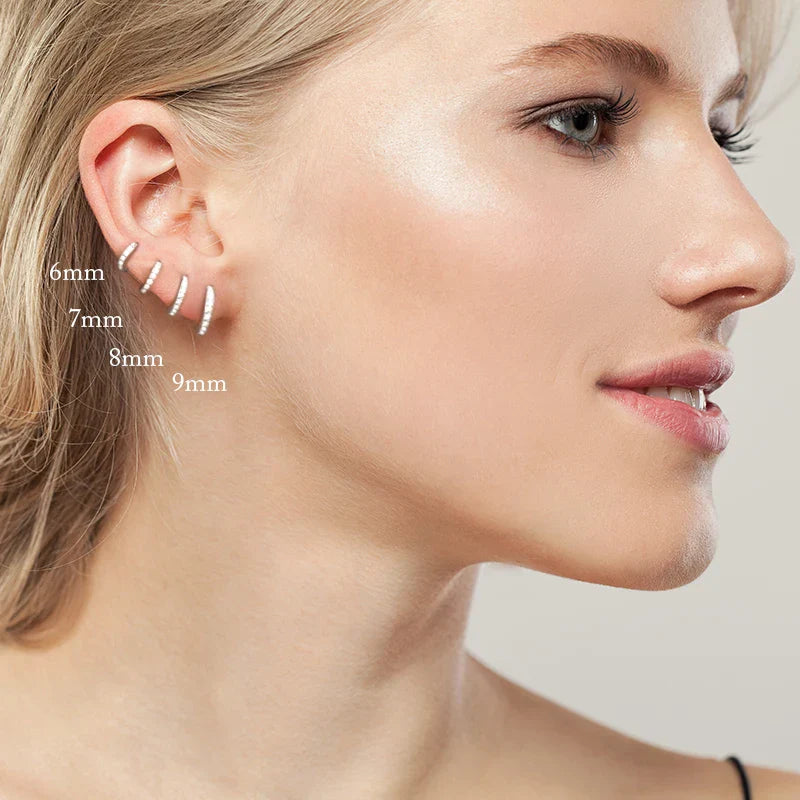 925 Sterling Silver Earrings For Women/Men Small Hoop Earrings Ear Bone aros Tiny Ear Nose Ring Girl aretes ear hoops A30
