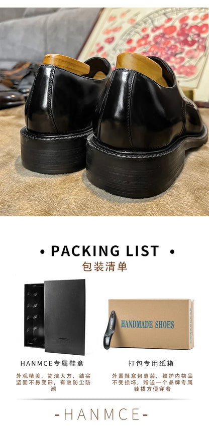 Genuine Leather Classic Black Lace Up Pointed Toe Wedding Formal Elegant Derby Shoes For Men With Free Shipping