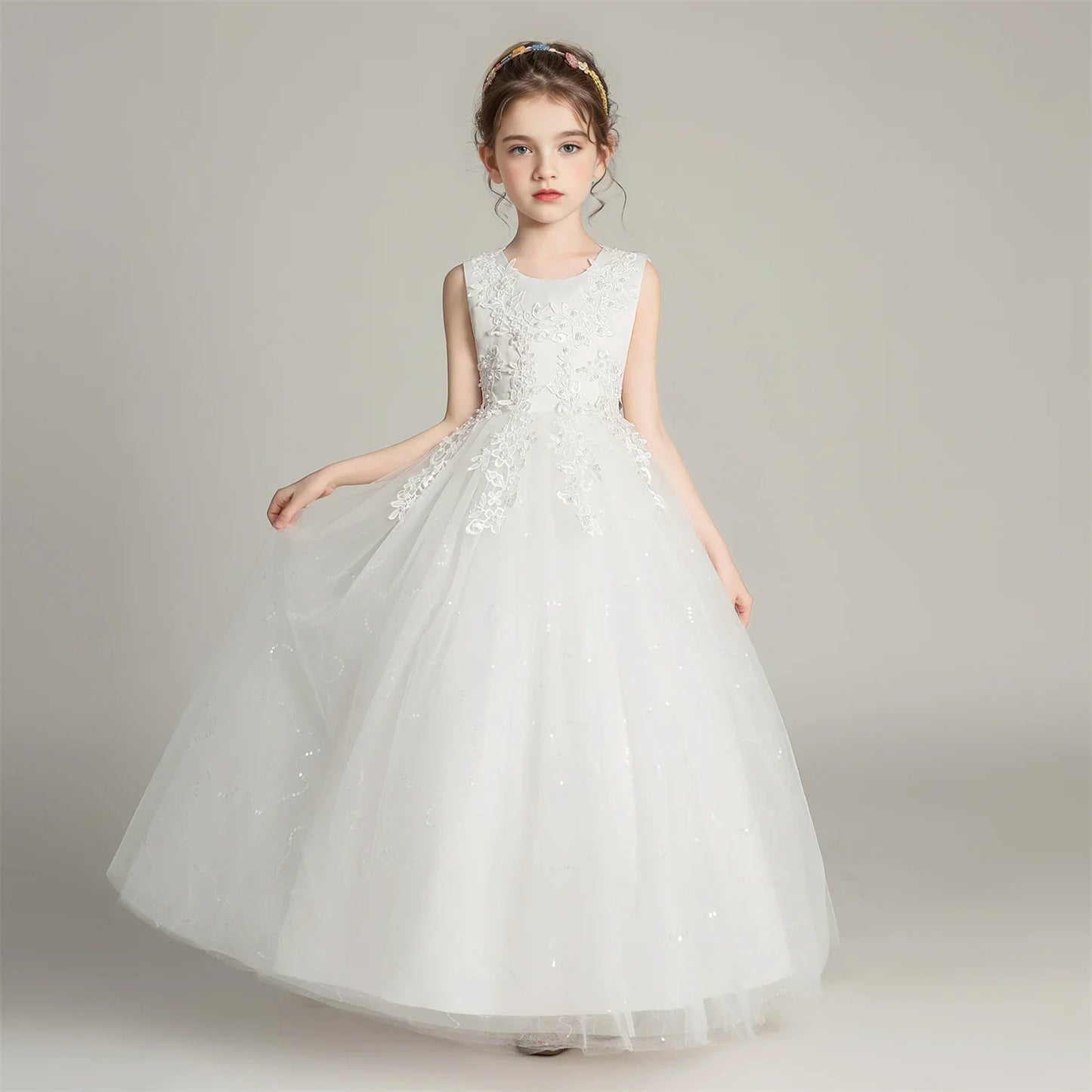 Kids Dresses For Girls Lace Dress Gown Princess Clothes Children Formal Evening Party Flower Girls Wedding Vestidois