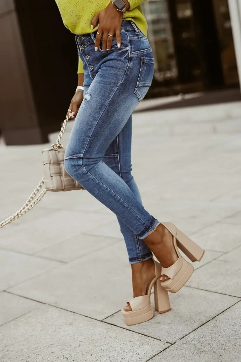 Summer Jeans for Women Ankle Length Denim Pencil Pants Zipper Fly Washing Slim Fit Pockets Streetwear Spring 2025 Slght Strech