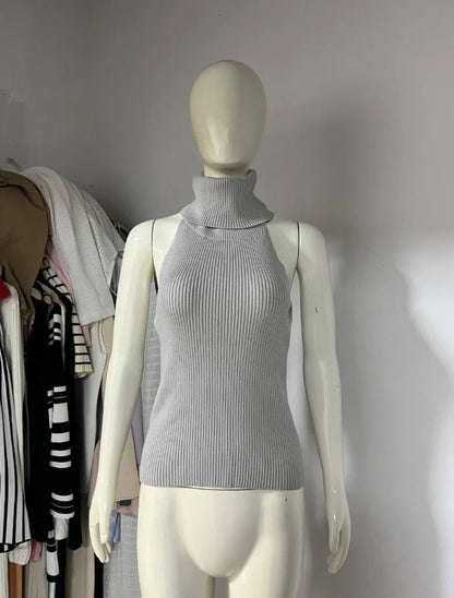 Trendix Hollow Out Sweater Sets For Women 2025 Fall New Long Sleeve Knitwear Shawl Suits Sexy Backless Knit Tank Top 2 Piece Set