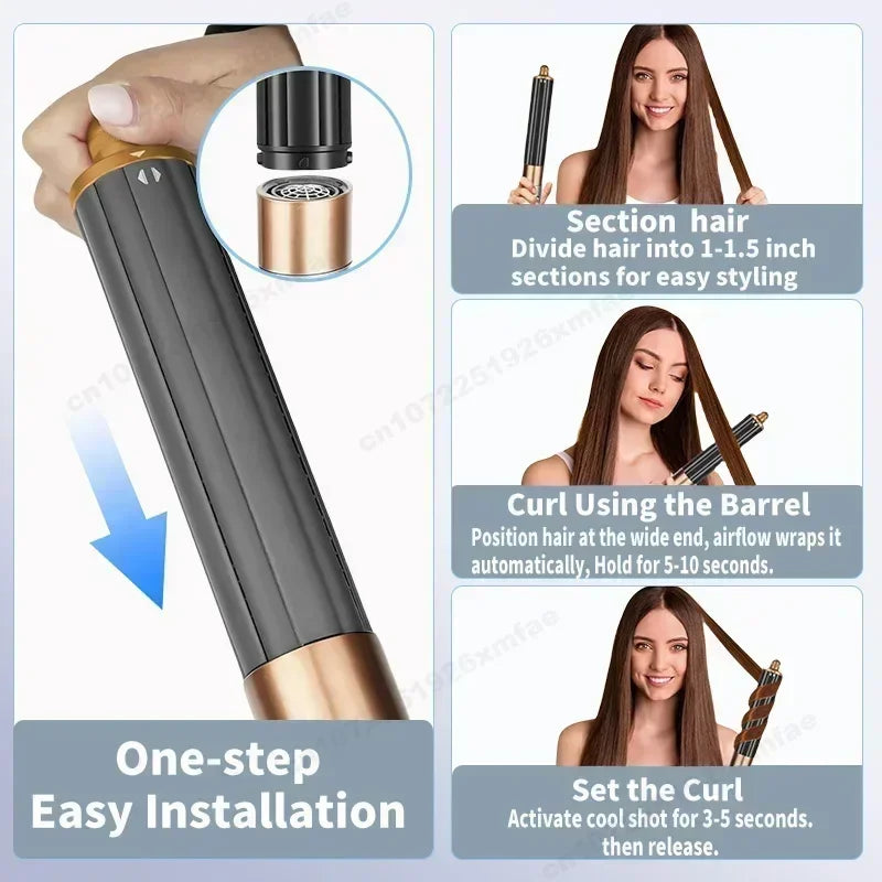 6 IN 1 Hair Styler 110V Negative Ion Hair Dryer Set Multi Hair Styler Professional Blow Dryer Brush for Curling Gift for Women