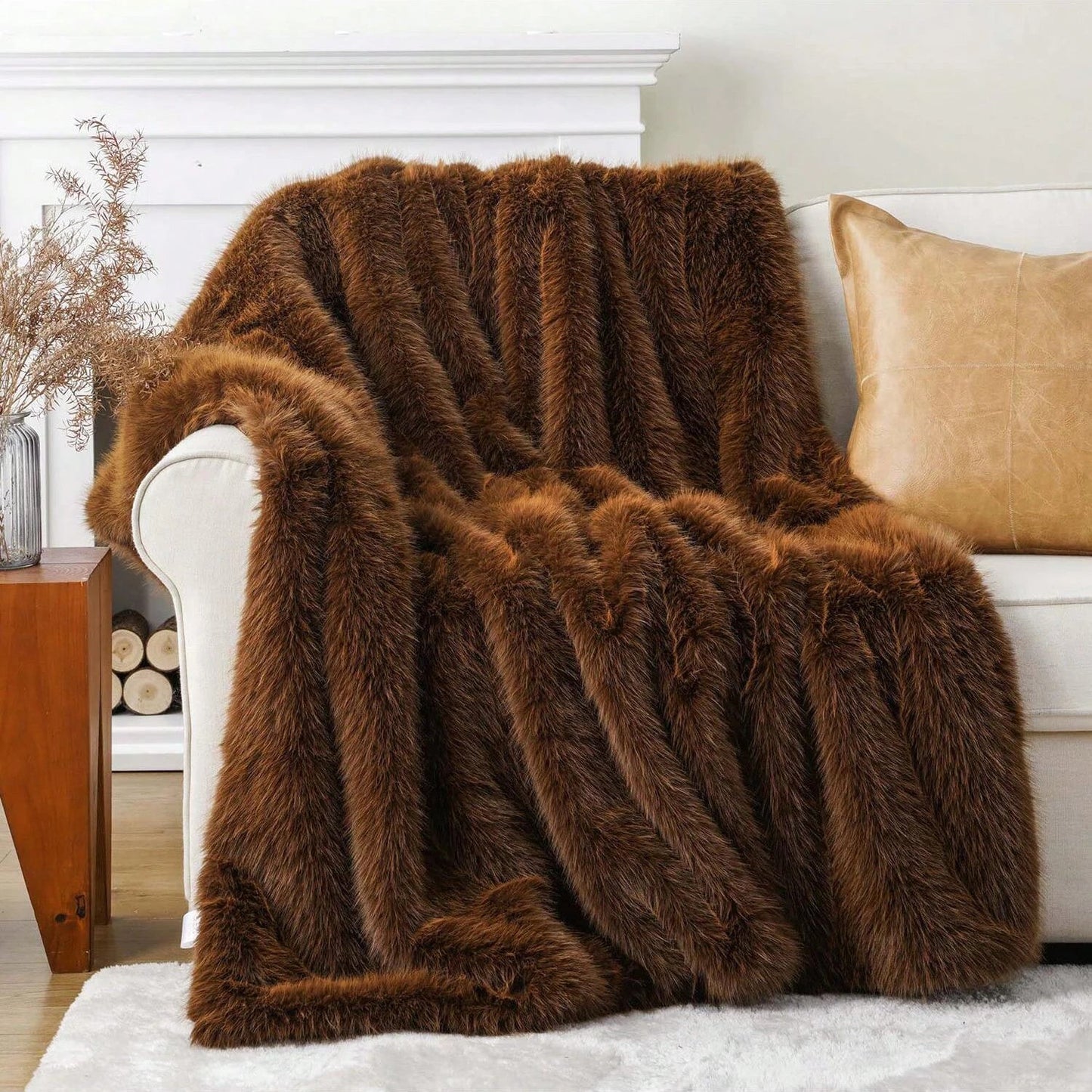 Fluffy Soft Blankets Luxury Fur blanket for Bed Sofa Mink Faux Fur Throw and Blankets Large Warm Blanket for Home Decor