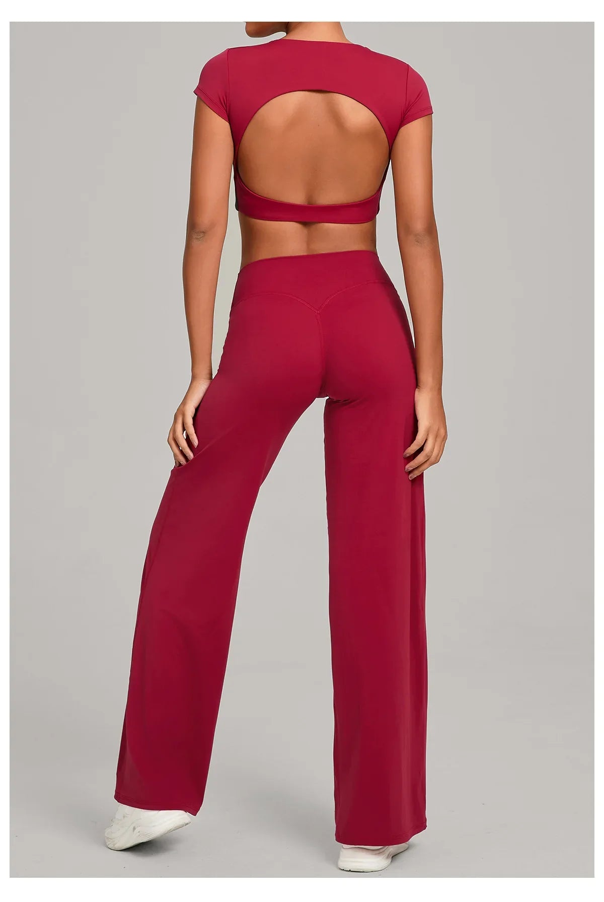 Tight-Fitting Backless Yoga Quick-Drying Straight-Leg Pants Sports Fitness Running Two-Piece Set for Women Gym Workout Yoga Suit