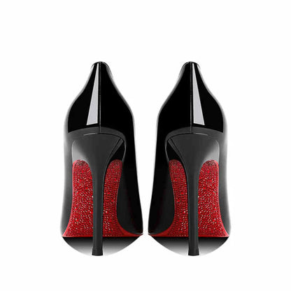 Women's heels 2025 New Luxury Brand Pumps Red Bottom Pointed Toe Rhinestone High Heels Elegant Stiletto Party Prom Ladies Shoes