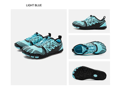 Wide Toe Barefoot Shoes for Unisex Artificial Leather Outdoor Walking Sneakers Zero Drop Minimalist Elastic Band Shoes