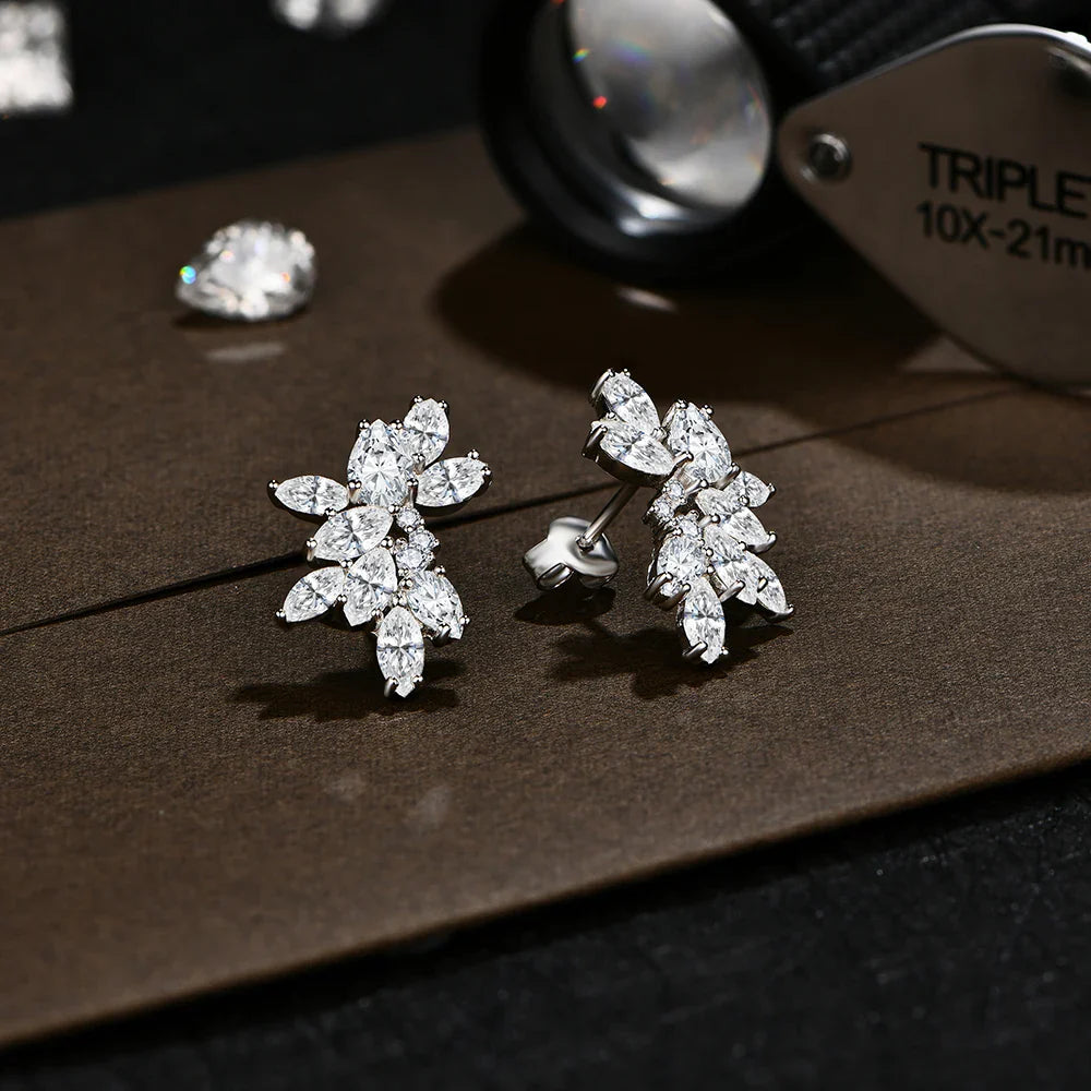 Luxury S925 Sterling Silver Moissanite Stud Earrings for Women Man Wedding Engagement Party Gift Exquisite Jewelry Sets