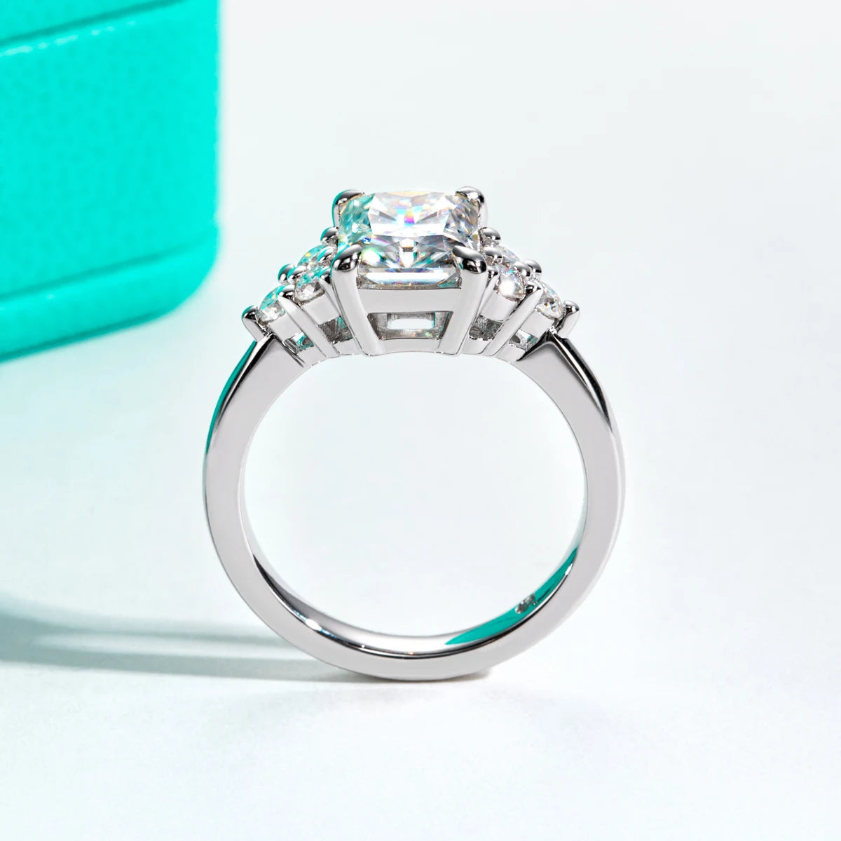 3ct Radiant Cut D Color Moissanite Engagement Ring 18K Gold Plated Luxurious Wedding Ring Women Jewelry Wholesale