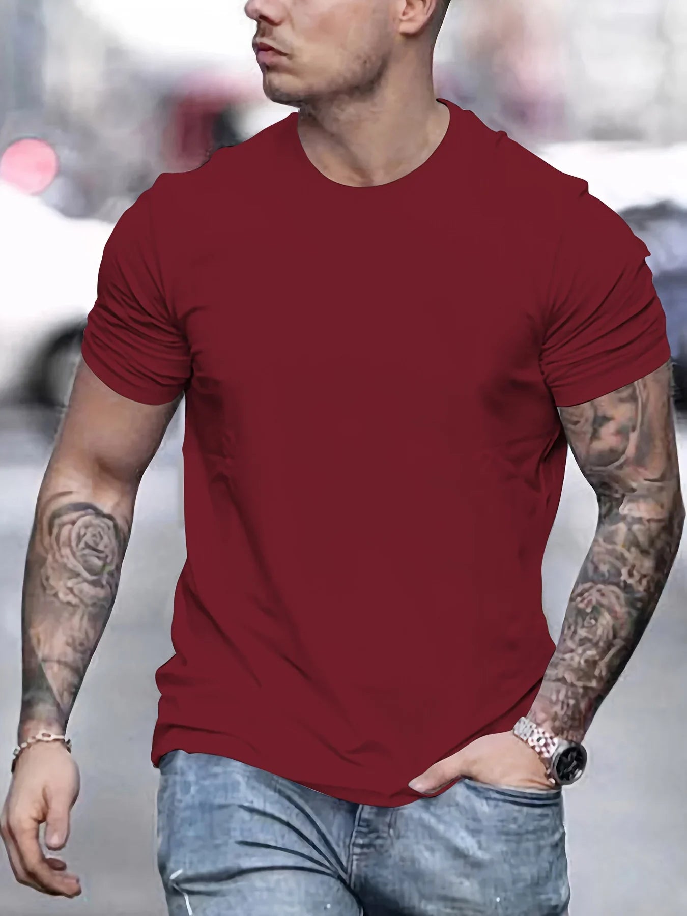 100% pure cotton summer men's casual loose California letter printed sports breathable short sleeved round neck T-shirt