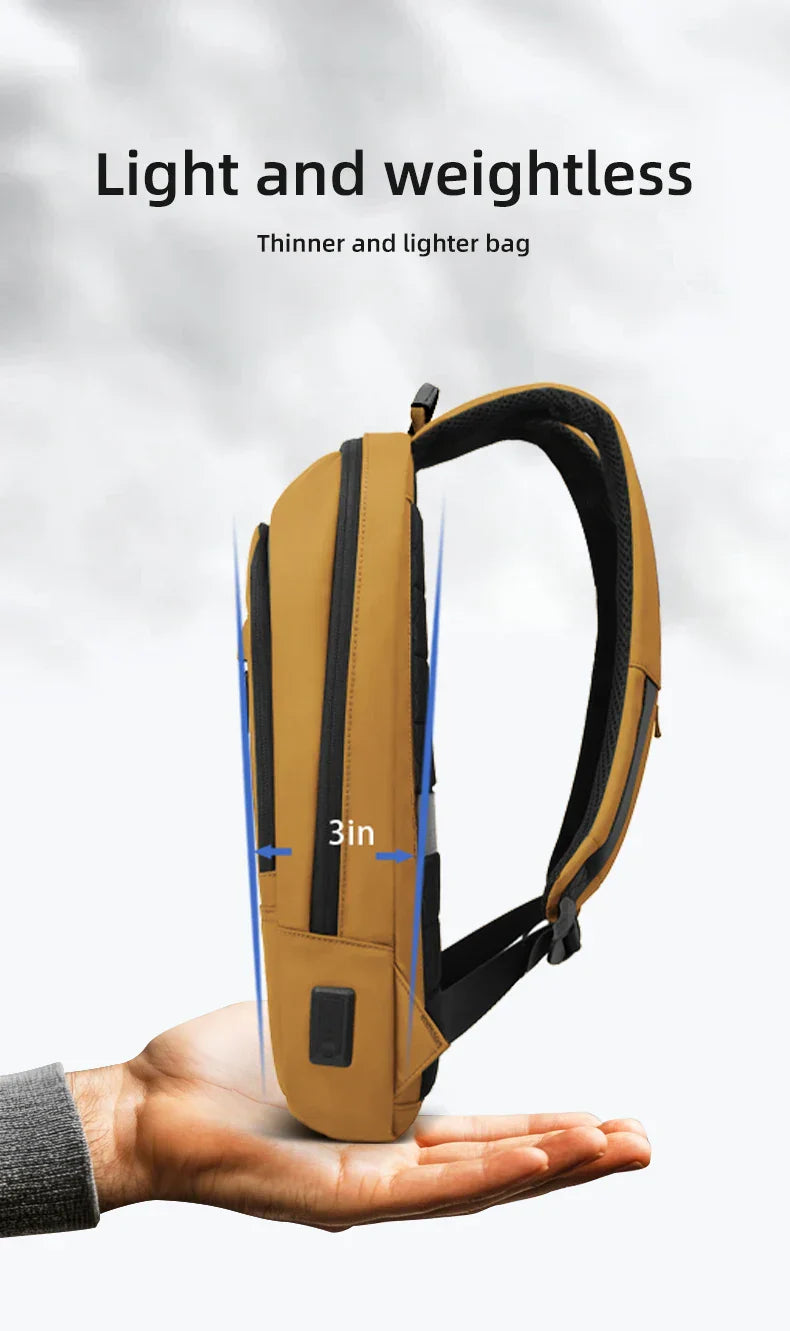 Thin Male Work Backpack Multifunctional Fashion 15.6 In Laptop Backpack Casual Waterproof Business Travel Daypack