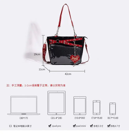 Y2k Aesthetic Underarm Ita Bag Streetwear Girl Transparent Shoulder Bag Heart Shape Chic Chain Handbag DIY Display Crossbody Bag