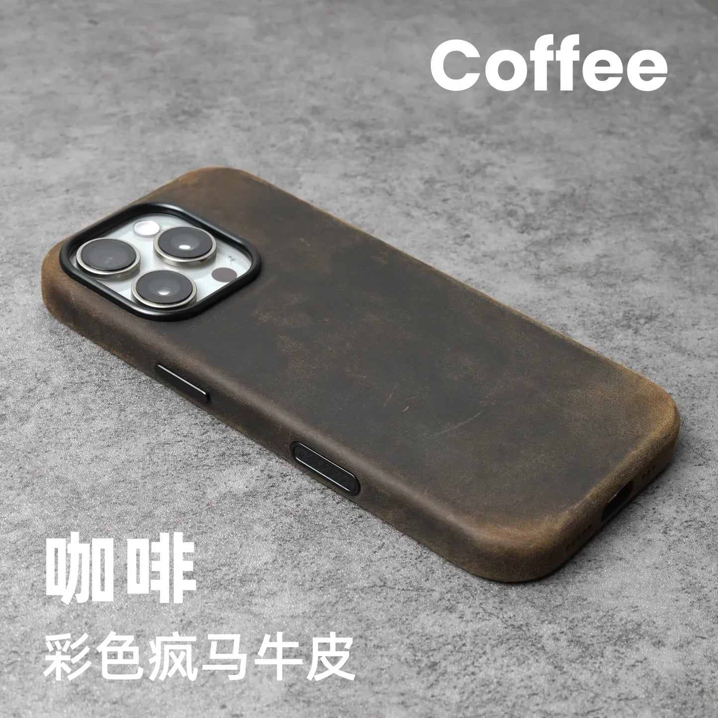 Genuine Leather Case for iPhone 17 16 15 Pro Max Magnetic PULL-UP Cowhide Phone Cover