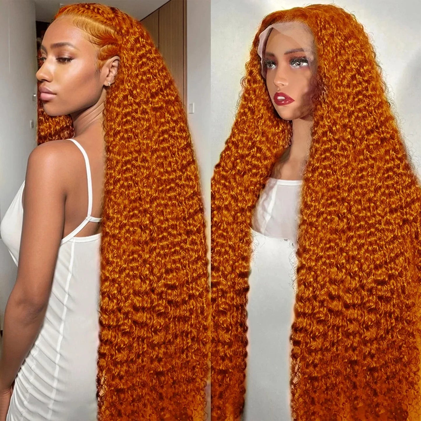 13x4 250% Density Ginger Deep Wave Lace Front Wigs Human Hair 30 Inch Wigs Human Hair HD Lace Front Wigs Human Hair Black Women
