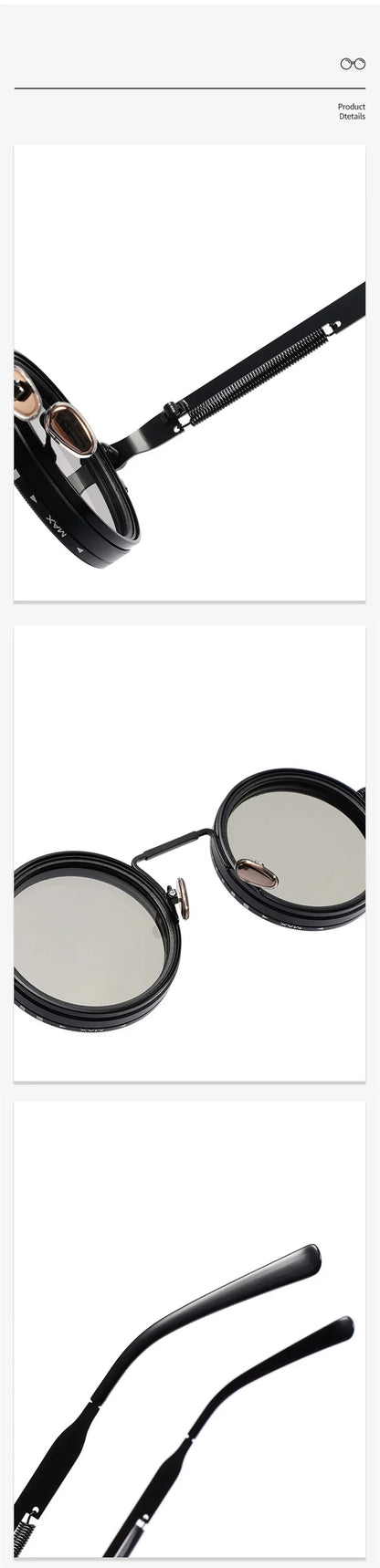 Metal Round Punk ND9-level Adjustable Dimming Sunglasses Women Polarized UV400 Fashion Men Outdoor Sun Glasses