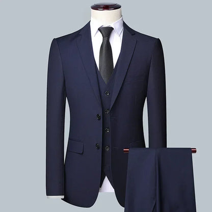 Suit  Outdoor Gentleman Solid-color Men's Fashionable Formal Business Wedding Hosting Banquets Casual and Fitted Gentle Suit