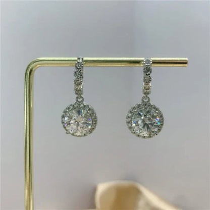 3ct Moissanite Diamond Drop Earrings for Women Lab Diamond 925 Sterling Silver with Gold Plated Wedding Party Jewelry