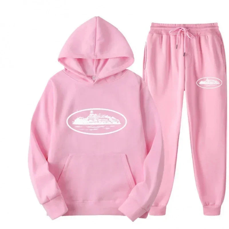 Loose Unisex Fleece-lined Printed Sweatshirt Hoodie Set Devil Prisoner Pattern New Female Casual Comfortable T