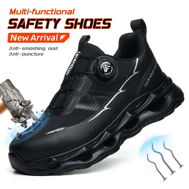 Rotary Button Design for Professional Use Men's Safety Work Shoes Anti-Impact Anti-Piercing Fashionable Sports Style