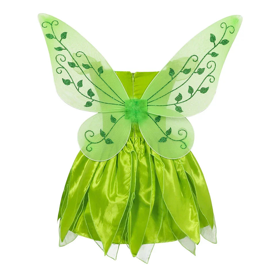 Girls Flower Fairy Dress Up Kids Princess Dress With Wings Halloween Princess Costume Elves Party Tinkerbell Tinker Bell Dress