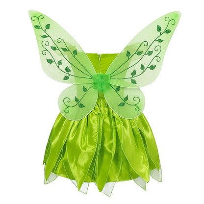 Girls Flower Fairy Dress Up Kids Princess Dress With Wings Halloween Princess Costume Elves Party Tinkerbell Tinker Bell Dress